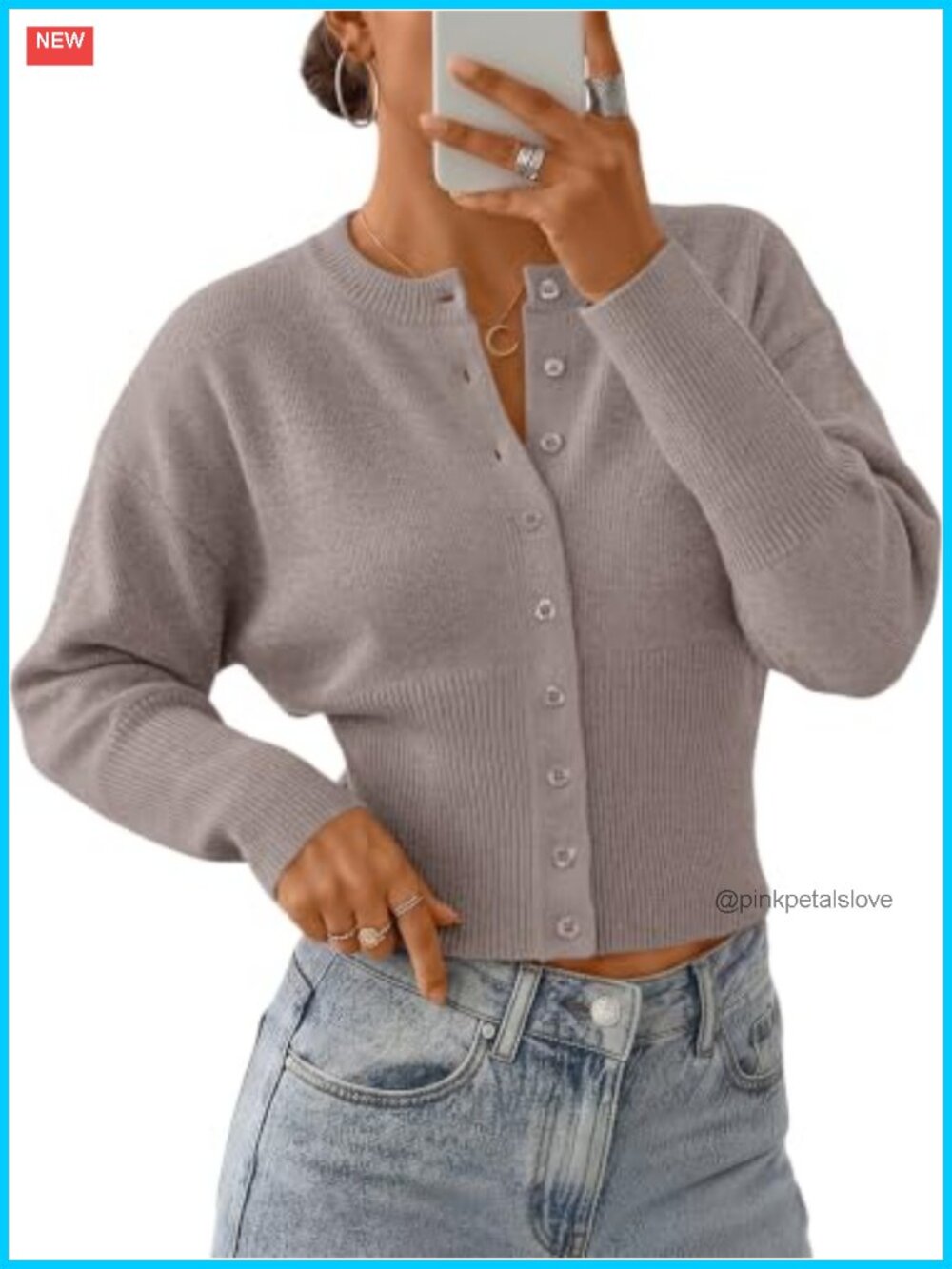 Womens Cropped Lightweight Cardigan Sweater Slim Fitted Button Up Fall Layer